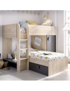 CAMA TREN NATURAL / GRAFITO...