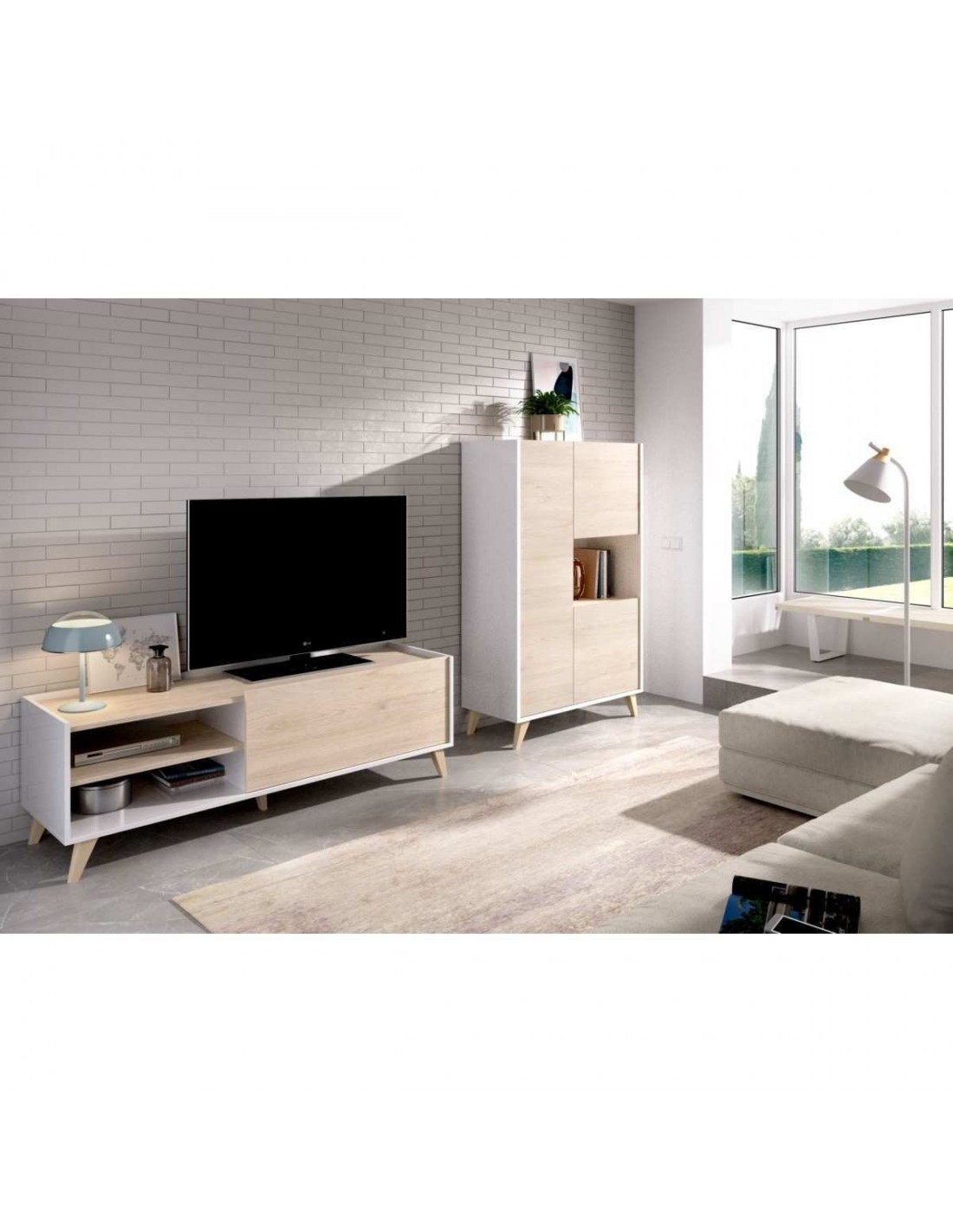 MUEBLE BAJO TV NESS ALTO.47 ANCHO.155 FONDO.43  MODULO ALTO 3 PTAS NESS  ALTO.135 ANCHO.81 FONDO.43