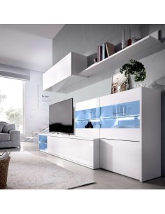 SALÓN TV CON VITRINA Y LEDS...