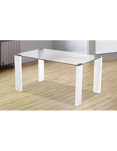 MESA HANNA CRISTAL PATAS BLANCO