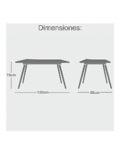 Mesa Recta Comedor 120x80 cm. 2