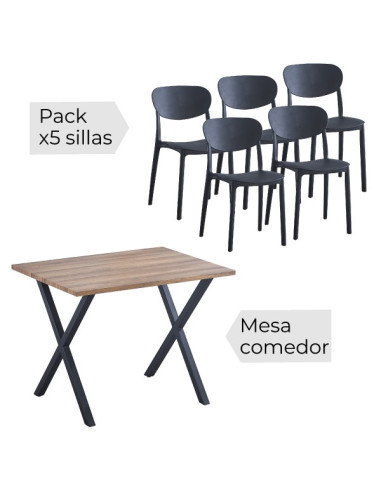 Conjunto mesa + 5 sillas Videl
